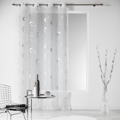 Ösenvorhang, Schal, silberfarben, Polyester, 240x140 cm, weiß - Douceur d'intérieur