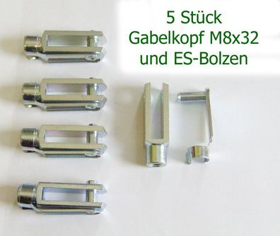 5x Gabelkopf M8x32 mit ES-Bolzen für Bremsseile (4010036set)