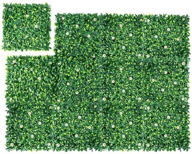 12Stk. Künstliches Pflanzenwand Hecke Efeublättern Sichtschutz Heckenpflanze 50x50cm