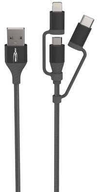 Ansmann 3in1 Daten- & Ladekabel Lightning/ USB-C/ Micro-USB