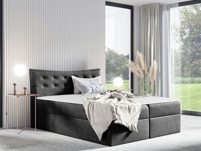Boxspringbett Grayson Modern Doppelbett mit zwei Bettkästen Design Schlafzimmer