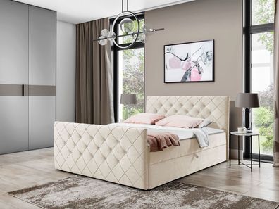 Boxspringbett Malaga Stilvoll Doppelbett mit zwei Bettkästen Design Schlafzimmer