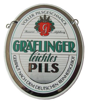 Gräflinger Brauerei - leichtes Pils - Zapfhahnschild - 11 x 9 cm - Metall