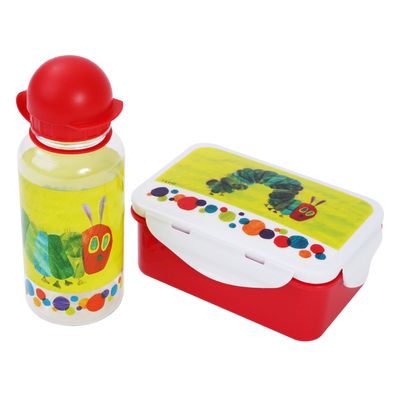 Raupe Nimmersatt Set Kinder Brotdose + Trinkflasche Flasche LunchBox BrotBox