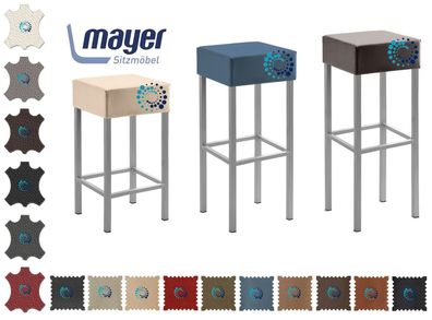 Klassiker Mayer Barhocker myCUBUS perlsilber, 3 Höhen, Leder, Kunstleder, Microfaser
