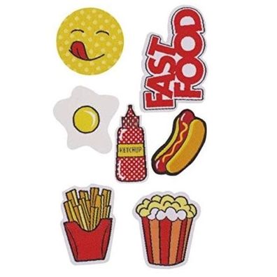 Patch Sticker Kit Aufkleber HandyHülle Abziehbar Fast Food Pommes HotDog