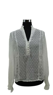 NA-KD Dobby Flowy Buttoned Blouse Damen Bluse in weiß Gr. 38