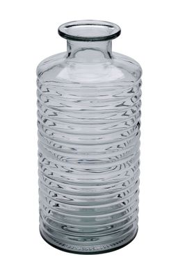 Glas Vase 31 cm - klar / geriffelt - Deko Tisch Blumen Strauß Flasche Groß