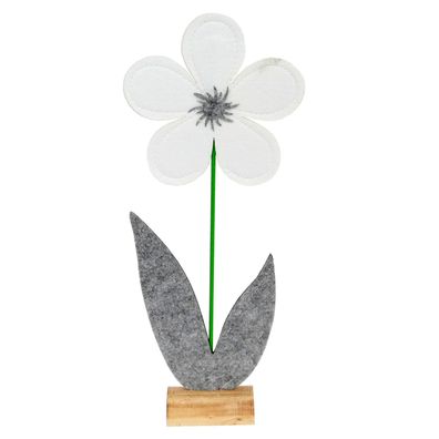 Osterdeko Blume weiß / grau auf Holzfuß Frühlingsdeko Ostern Deko Frühling 29 - 48 cm