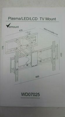 Vemount TV-Wandhalterung WD07025, 30"-65", Plasma, LED, LCD