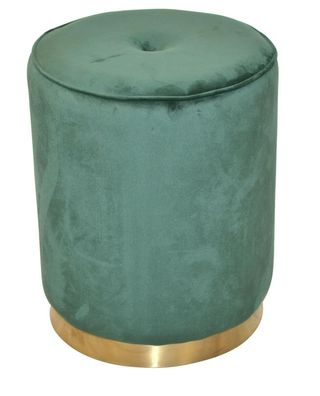 moderner Sitzhocker Samt grün / goldfarben Sitzpouf rund Hocker Pouf design NEU