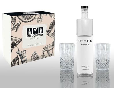 50 Cent Geschenkset Effen Vodka 0,75L (40% Vol) mit 2 Longdrink Gläsern in Kris
