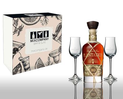 Plantation Rum Geschenkset Barbados Extra Old XO 0,7L (40% Vol) + 2x Plantation