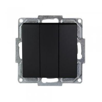 Gunsan Visage 3-fach Schalter Serienschalter Unterputz Schwarz + Rahmen