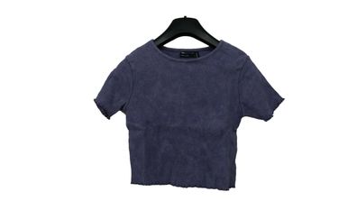 ASOS Kurzes T-Shirt mit gekräuseltem Saum in verwaschenem Lila Gr. 36