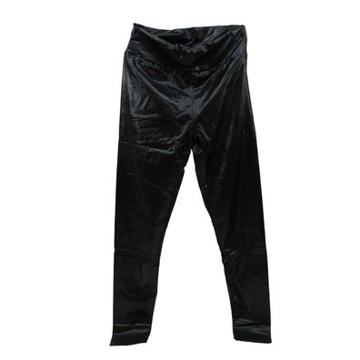 PU Leder schmale Hose mit breitem Taillenband in schwarz von Shein Gr. S