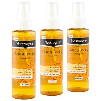 3x Neutrogena Clear and Soothe Toning Mist 150ml
