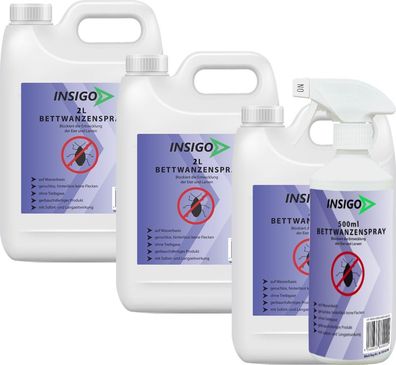 INSIGO 3x2L + 500ml Bettwanzenspray Bettwanzenmittel Bettwanzenschutz gegen Wanzen