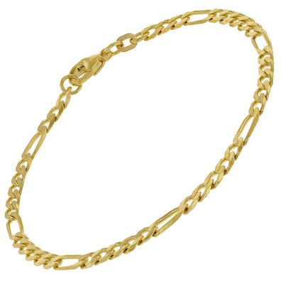 trendor Schmuck Damen-Armband Gold 585/14K Figaro-Muster Länge 19 cm 51908