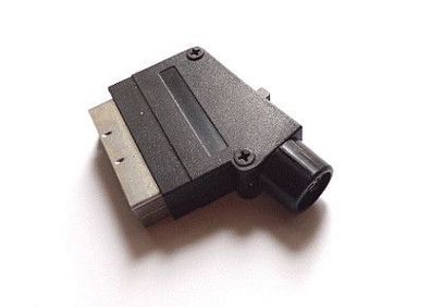 Video Scart Adapter Scartstecker mit Schalter IN / OUT auf DIN Buchse 6-polig
