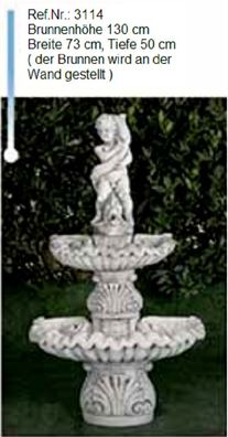 Brunnen aus Weißstein mit 2 Schalen und einer Knabenfigur ( Ref. Nr. 3114 )