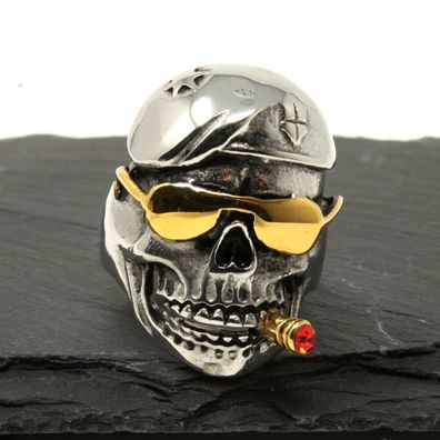 Ring Silber aus Edelstahl - Military SKULL