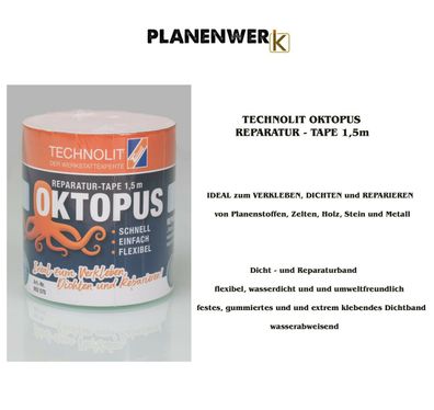 Technolit Oktopus Planenreparatur ReparaturTape 1,5m einfach schnell flexibel