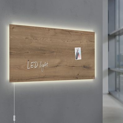 Sigel Glas Magnetboard LED Beleuchtung 91x46 cm Natural Wood Magnet Tafel Holz