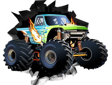 BLACK LABEL GRAFX Wandtattoo Aufkleber WallArtML283Mauerloch Monstertruck 3D