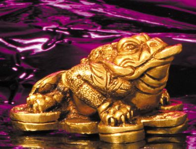 Dreibeiniger Geldfrosch Feng-Shui Geld-Kröte Messing 6,5 cm Money Frog Glück