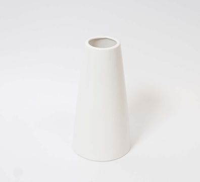Vase Tischvase Tischdeko Trapezform Trapez Tischvase weiß Ø 10.5 x 19.5 cm