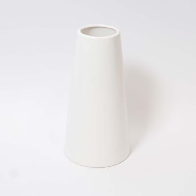 Vase Tischvase Tischdeko Trapezform Trapez Tischvase weiß Ø 13 x 23.5 cm