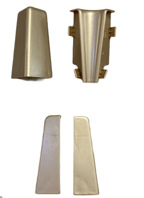 Ecken Innenecke Außenecke Endkappe li/ re für Sockelleisten 58mm gold Fußleiste