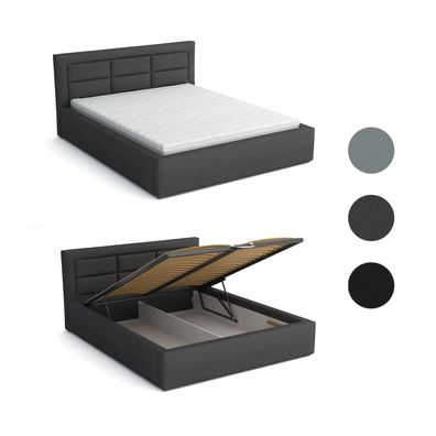 Doppelbett Bett mit Bettkästen Raflo Schlafzimmer Polsterbett 140/160/180/200x200 cm