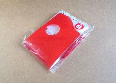 Sparkasse Notizblock Spiralblock mit Kugelschreiber Hülle Kunststoff rot Werbeartikel