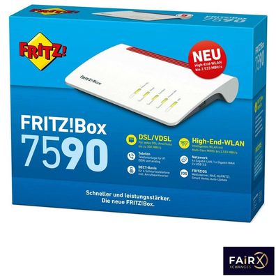 AVM FRITZ!Box 7590 Router (DSL bis 300, mesh, WLAN AC, 2,4 GHz, 5 GHz, WAN, Gigabit-L