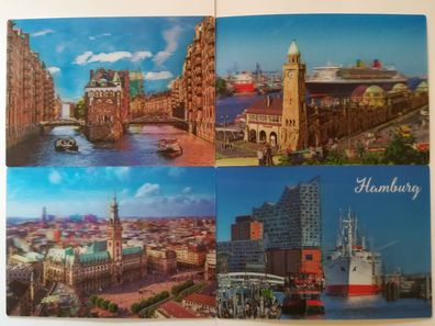 3 D Ansichtskarte Hamburg Postkarte Wackelkarte Hologrammkarte Hafen Speicherstadt