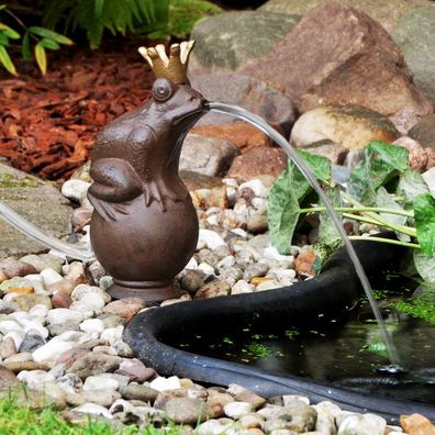 HI Wasserspeier Froschkönig mit Pumpe Garten-Dekofigur 57035