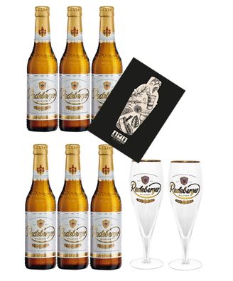 Radeberger Premium Pils 6er Set Bier 0,33l (4,8% Vol) + 2 Gläser mit Mixcompany
