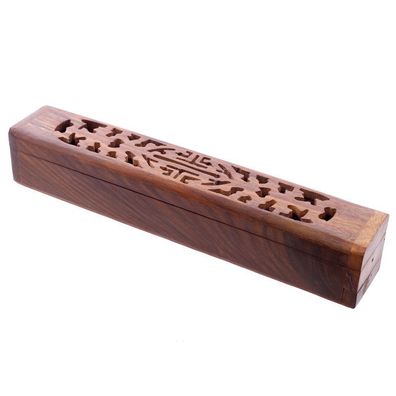 Räucherstäbchen Box Sheesham Holz geschnitzt 30,5 cm NEU