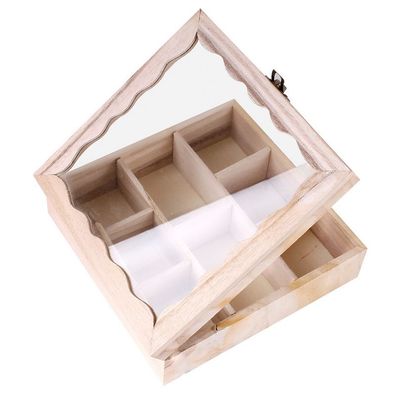 LEX Deko Tee-Box aus Holz mit Klappdeckel 20x20x6,5cm YW52752
