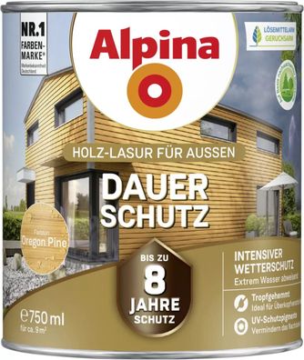 Alpina Dauer-Schutz Holz-Lasur für Außen Oregon Pine 750 ml