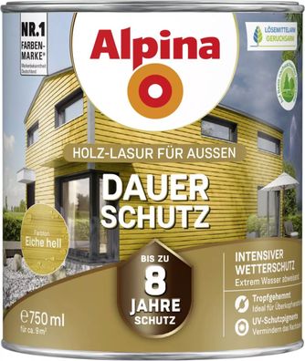 Alpina Dauer-Schutz Holz-Lasur für Außen Eiche hell 750 ml