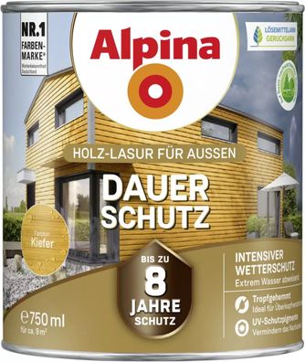 Alpina Dauer-Schutz Holz-Lasur für Außen Kiefer 750 ml