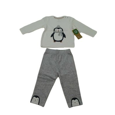 Baby-Outfit - 2 teilig mit Pinguin Motiv von C&A Gr. 86