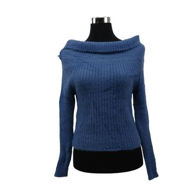 Schulterfreier Strick Pullover Damen von Shein blau Gr. 36