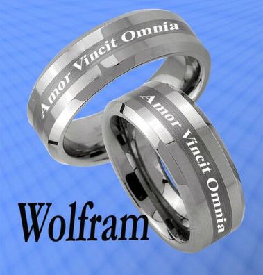 2 Eheringe Trauringe Verlobungsringe aus Wolfram & Edelstahl 7 Zirkonia & Gravur 
