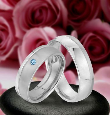 Trauringe  Eheringe Verlobungsringe mit echten Blautopas Silber 925 J69-1B 
