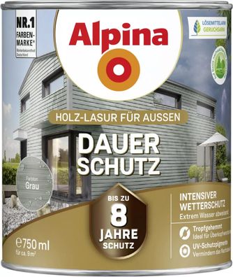 Alpina Dauer-Schutz Holz-Lasur für Außen grau 750 ml