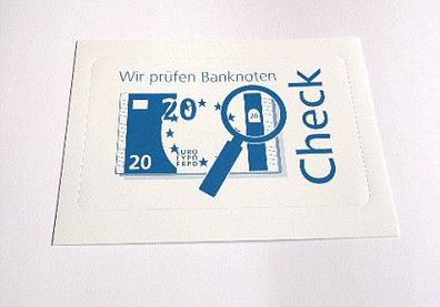 Aufkleber Sticker Euro Geldschein Falschgeld Check "Wir prüfen Banknoten" 13x8cm